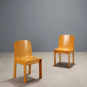 Par de Sillas Vintage Madera Contrachapada Diseño Italiano Años 80 Originales - Imagen 1 de 10