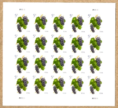 GRAPES 2017 US #5652 GRAPEVINE FRUIT NATURE 5c MXF STAMP SHEET IN SEALED PACKAGE - Image 1 of 3