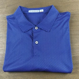 Peter Millar Featherweight Polo Mens Size L Golf UPF 50+ AOP Performance Blue - Picture 1 of 6