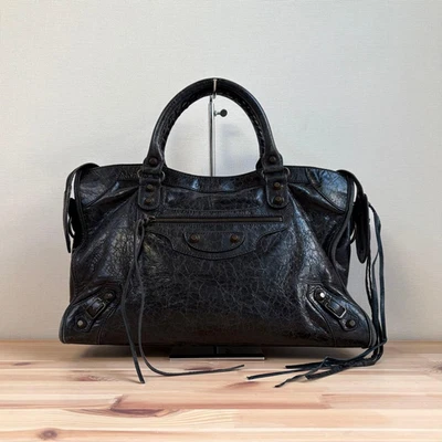 Auténtico bolso de hombro Balenciaga The City 115748 de cuero negro bidireccional Foto 1 de 4