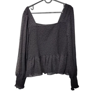 Nine West Damen Gr. XL schwarz Bauerntop eckiger Ausschnitt transparente Bischofsärmel - Bild 1 von 5