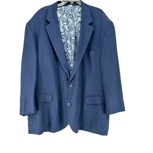 Oak Hill Mens Blazer Linen Blend 3XL Blue Sport Coat Two Button Jacket 54/56 - Picture 1 of 13