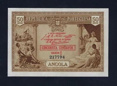 Portugal Portuguese Angola 50 Centavos 1923 P-63 AU-UNC - Image 1 of 2