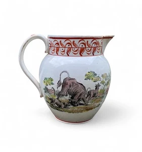 Staffordshire pottery Bull Baiting jug, c. 1810. Pearlware. - Picture 1 of 9