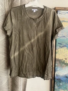 Top donna Standard James Perse manica corta verde oliva cotone tg 2/M NUOVO - Foto 1 di 9