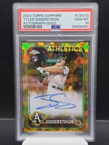 2024 Topps Chrome Sapphire Edition Tyler Soderstrom Gold Auto /50 RC PSA 10 - Picture 1 of 2