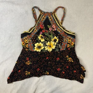 Free People Tank Top Womens Medium Floral Boho Summer Strappy Festival Rayon - Picture 1 of 10