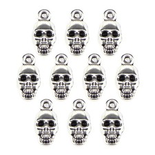 10PCS Halloween Skull Beads Tibetan Silver Charms Jewelry Pendant DIY FindinRCCA
