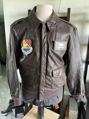 Cooper A-2 Brown Flight US Air Force Bomber Leather Goatskin Jacket 44R Lrg 🌎✅ - Image 1 of 4