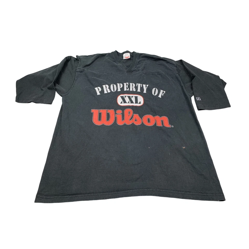 Camisa Wilson De Colección Hombres XXL Negra Propiedad De Gráfico Manga Larga Grunge Atleta Foto 1 de 4