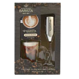 TOTALMENTE NUEVO Juego de Regalo de Barista, Espumador de Mano y Taza de Café de Vidrio - Imagen 1 de 3