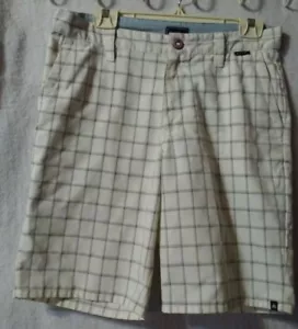 Matix Men's Size 30 Cargo Shorts Cream/Blue Plaid Flat Front 10 1/2" Inseam EUC - Picture 1 of 5