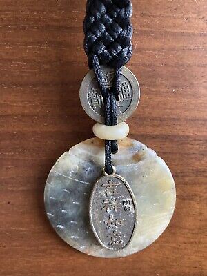 Vintage Hand Carved Chinese Jade Fish With Coin Necklace • 18.99$
