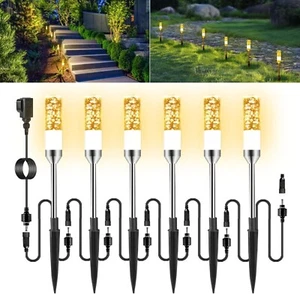 Luces de pico de jardín ECOWHO alimentadas por red eléctrica, extensibles a 24 lámparas blanco cálido 6 piezas - Imagen 1 de 10
