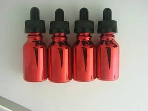 25- 15 ML METALLIC RED GLASS ROUND BOTTLES W/ DROPPERS & CRC SPECTACULAR!!! - Picture 1 of 4