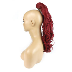Ponytail Claw Clip Pillar Red Wavy 22" Heat Resistant Synthetic Hairpiece
