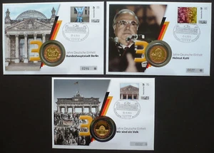 3 Numis- Medaillenbriefe 30 Jahre Deutsche Einheit 2019 Silber 333er vergoldet - Picture 1 of 7