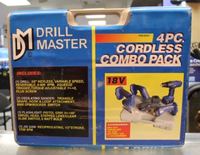 Drill Master 90374 18V 4pc Cordless Combo Pack Brand New Ready to Ship!!! - Image 1 of 4