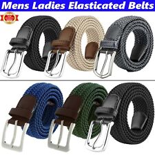 Enzo Mens Stretch Belts Ladies Elasticated Woven Braided Belt Metal Buckle
