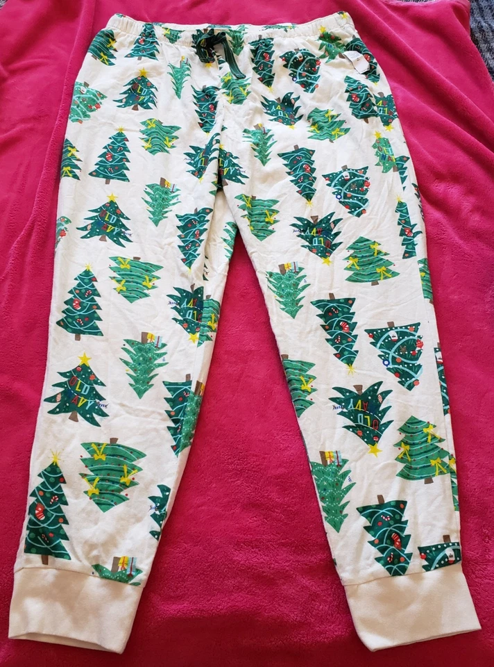 Новый с Ярлыками Мужская старый темно-пижама гостиной брюки хлопок фланель, Xmas праздник деревья, XL T - Изображение 1 из 1