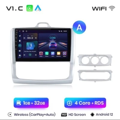 Autoradio Per Ford Focus Mk2 Mk3 2004-2011 1G+32GB CarPlay-AndroidAuto Wireless - Immagine 1 di 4