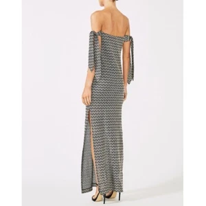Shona Joy danglars strapless midi dress w ties, size 12 - gold and black - Picture 1 of 12