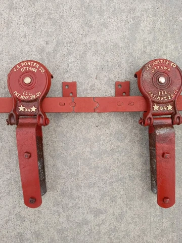 Porter Barn Door Rollers & 10' Feet of Track Ottawa, ILL Cast Iron Barn Red Cover