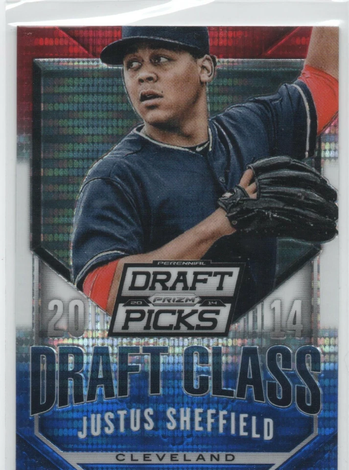 2014 Panini Prizm RED WHITE BLUE PULSAR #29 Justus Sheffield MARINERS RC xx - Image 1 of 1