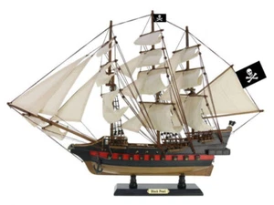 Wooden Black Pearl White Sails Limited Model Pirate Ship 26" - Picture 1 of 1