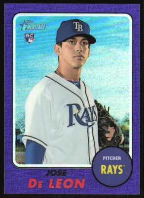 2017 Topps Heritage Jose De Leon #THC-642 Chrome Purple Refractor RC Rays - Image 1 of 2