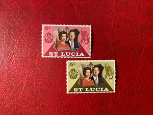 ST LUCIA 1972 MNH QUEEN ELIZABETH 2 SILVER WEDDING PARROT PRINCE PHILIP ROYALTY - Picture 1 of 1