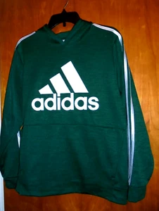 Boy's Adidas Charcoal Green Fleece Lined Tech Hoodie Sweatshirt Size XL 18-20 - Picture 1 of 10