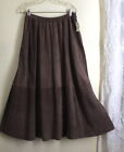 NWT Eskandar 2 Rich 100% Suede Leather Brown SABLE Gray 36"L Full A-Line Skirt 