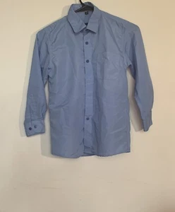 Boys Long Sleeve Blue Dress Shirt Medium Size 8/10 - Picture 1 of 2