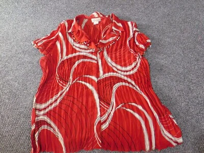 Blusa Dressbarn Mujer 3X Plus Roja Elástica Diseñador Botón Top Informal Foto 1 de 4