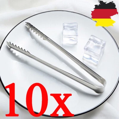 10 Eiswürfelzange Zuckerzange Eiszange Gurkenzange Grillzange Edelstahl Party DI - Bild 1 von 4