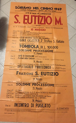 Manifesto Originale RARISSIMO 1969 SORIANO NEL CIMINO FESTA S. EUTIZIO (77) • 350€