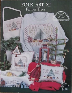 HOMESPUN ELEGANCE Counted Cross-Stitch Pattern FOLK ART XI FEATHER TREES - Picture 1 of 1