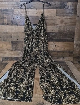 Mono Marianne Mujer XL Pantalones Sin Mangas Aberturas Boho Bruja Hada Goth Festival Foto 1 de 4