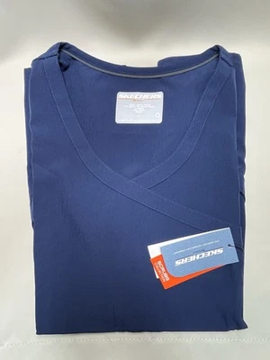 Skechers NWT By Barco  V Neck Scrub Top Navy Women’s Large  Stretch Wicking - Image 1 of 4
