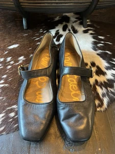Sam Edelman Michaela Black Leather Mary Jane Flat Shoe Square Toe Ballet Size 11 - Picture 1 of 6
