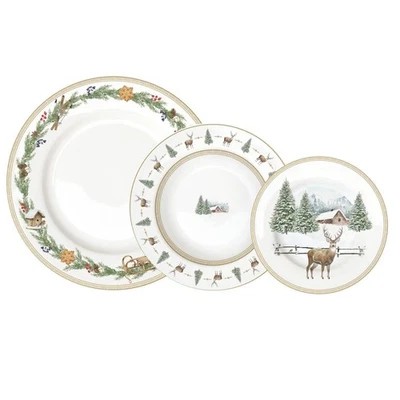 18tlg. Tellerset WHITE FOREST Winterwald aus Porzellan Easy Life - Bild 1 von 4