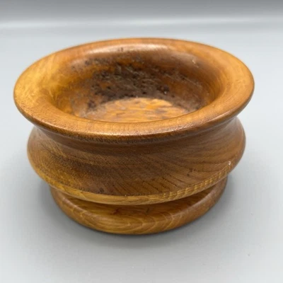 De Colección Pedestal Tallado a Mano Girado Redondo Madera Tazón Porta Abalorios Decoración Vela Foto 1 de 4