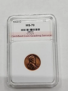 BRILLIANT 1958 D 1c GRADED MS70 RD Lincoln Penny Cent Coin CCGS #1294721 - Picture 1 of 15