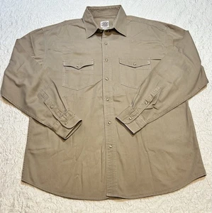 Gibson Trading XXL 2XL Pearl Snap Button Tan Western Work Long Sleeve - Picture 1 of 18