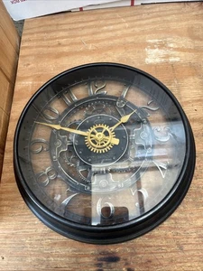 Sterling And Noble Rustic Gear Wall Clock Steampunk No9 Black Industrial Style - Picture 1 of 8