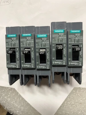 {Lot of 10 } Siemens BQD120 Bolt-On 20A 1P 277V  Circuit Breaker - Image 1 of 2