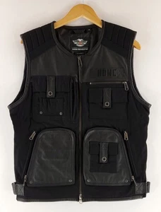 Harley Davidson Motorrad Full Zip Weste Büffelleder Schwarz Herren M - Bild 1 von 8