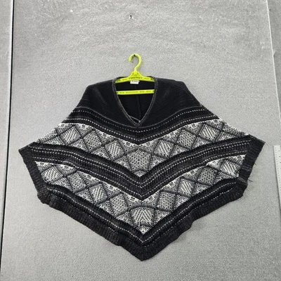 Democracy Women Poncho Black Geometric Sleeveless - Image 1 of 4