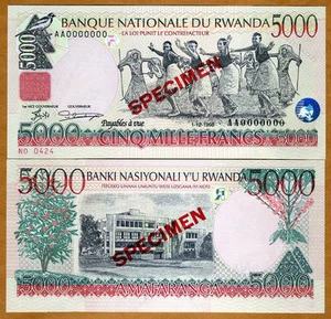 SPECIMEN, Rwanda, 5000 Francs, 1998, P-28 (28s) UNC - Picture 1 of 1